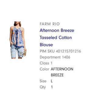 Farm Rio Afternoon Breeze Tasseled Cotton Blouse